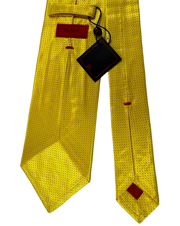 Isaia Tie Yellow Micro Pattern Design - Sartorial Silk Tie FINAL SALE