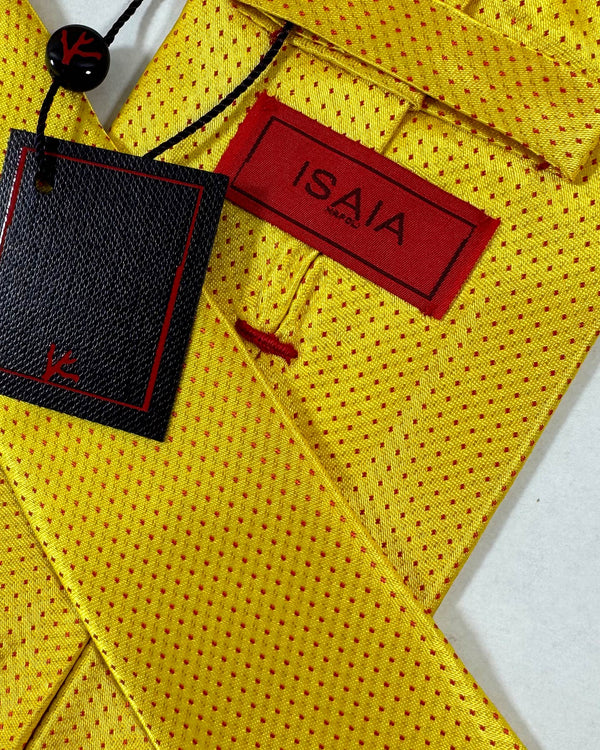 Isaia Tie Yellow Micro Pattern Design - Sartorial Silk Tie FINAL SALE