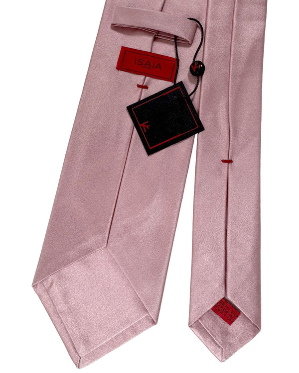 Isaia Napoli Tie Light Pink Solid Design - Silk Necktie