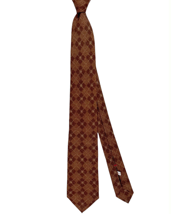 Isaia Tie Brown Plaid Design - Sevenfold Wool Necktie SALE