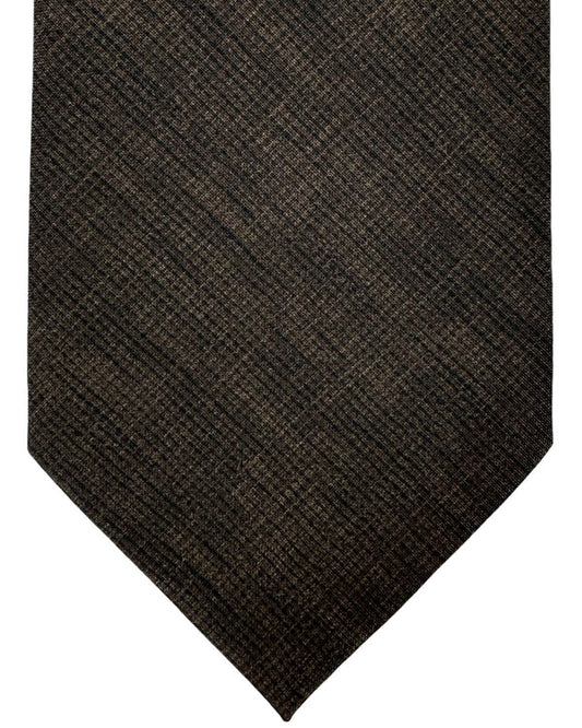 Isaia Tie Brown Micro Check Design - Sevenfold Wool Necktie