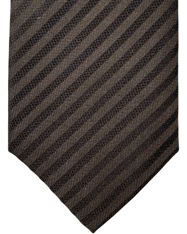 Isaia Sevenfold Tie Brown Stripes