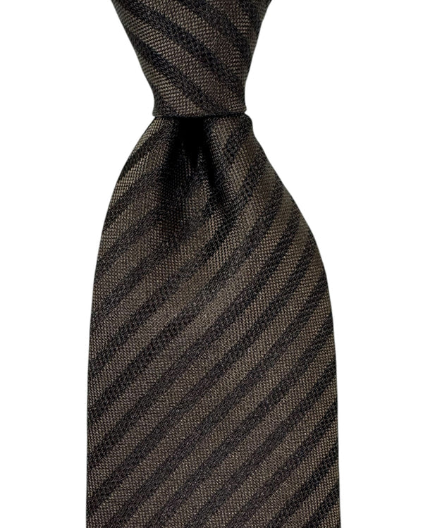 Isaia Sevenfold Tie Brown Stripes