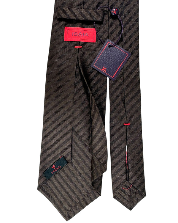 Isaia Sevenfold Tie Brown Stripes