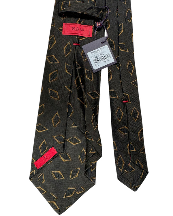 Isaia Sevenfold Tie Brown Diamonds - Silk Necktie