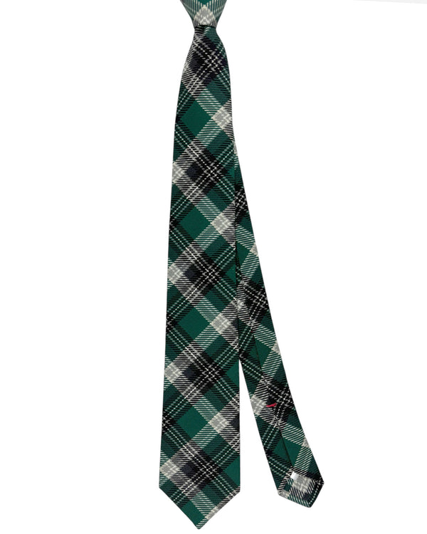 Isaia Sevenfold Tie Green Gray Plaid - Cotton Necktie