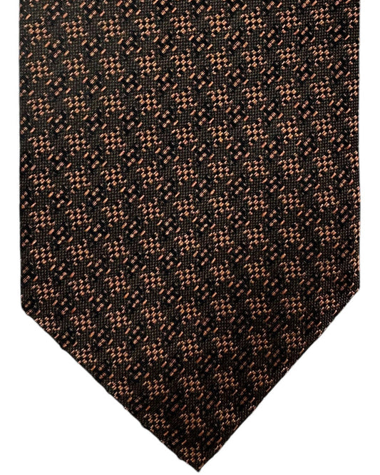 Isaia  Silk Sevenfold Tie Brown Design