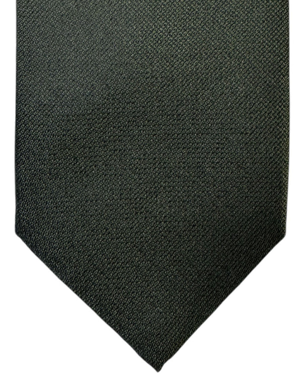 Isaia Tie Forest Green Solid Pattern