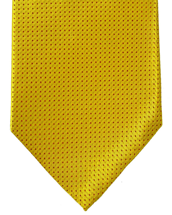 Isaia Tie Yellow Micro Pattern Design - Sartorial Silk Tie FINAL SALE