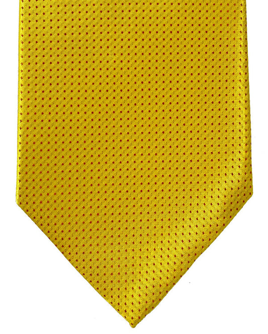 Isaia Tie Yellow Micro Pattern Design - Sartorial Silk Tie FINAL SALE