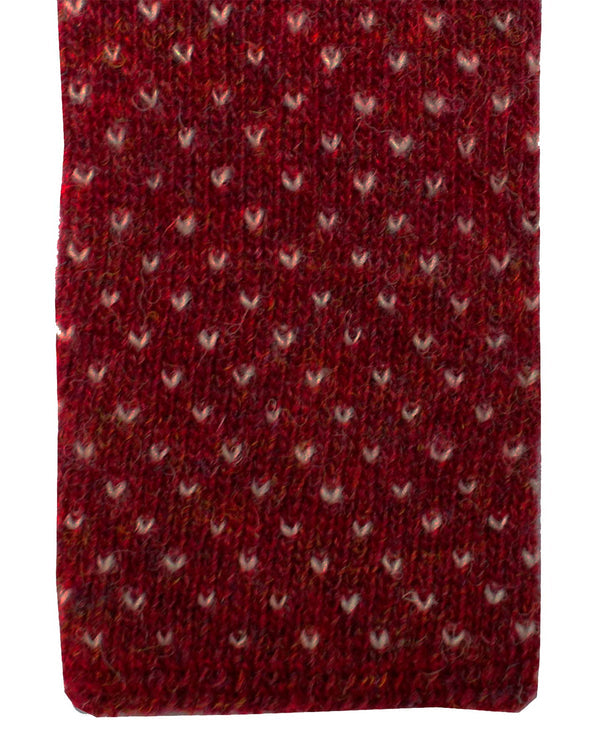 Isaia Wool Square End Tie Burgundy Birdseye Design SALE