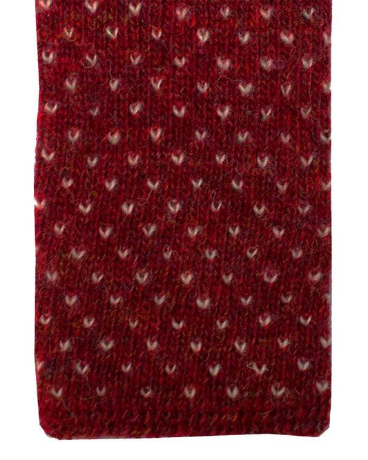 Isaia Wool Square End Tie Burgundy Birdseye Design SALE