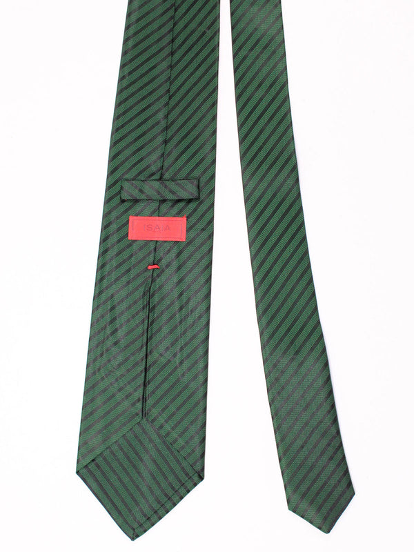 Isaia Napoli Tie Green Stripes FINAL SALE