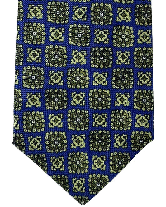 Kiton Tie Purple Forest Green Medallions - Sevenfold Necktie SALE