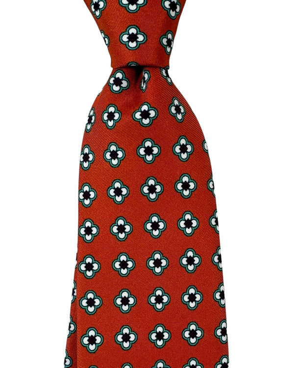 Kiton Tie Rust Brown Mini Floral - Sevenfold Necktie