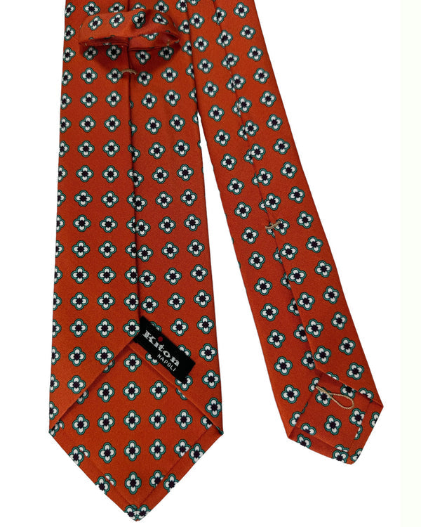 Kiton Tie Rust Brown Mini Floral - Sevenfold Necktie