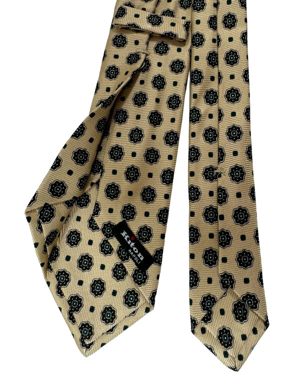 Kiton Tie Taupe Brown Mini Floral - Narrow Sevenfold Neckties