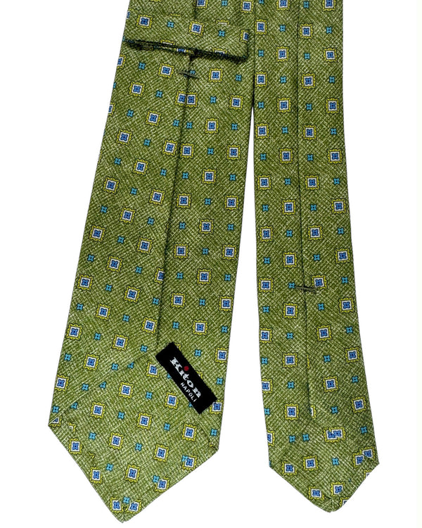 Kiton Tie Green Blue Mini Geometric - Sevenfold Necktie