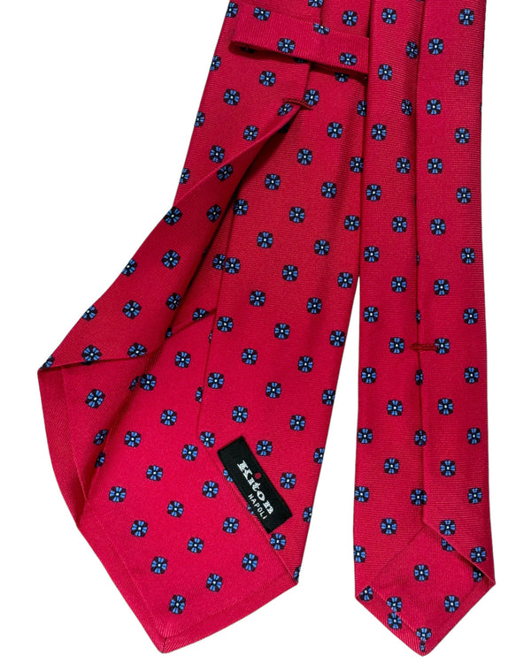 Kiton Tie Red Royal Blue Mini Floral - Sevenfold Necktie