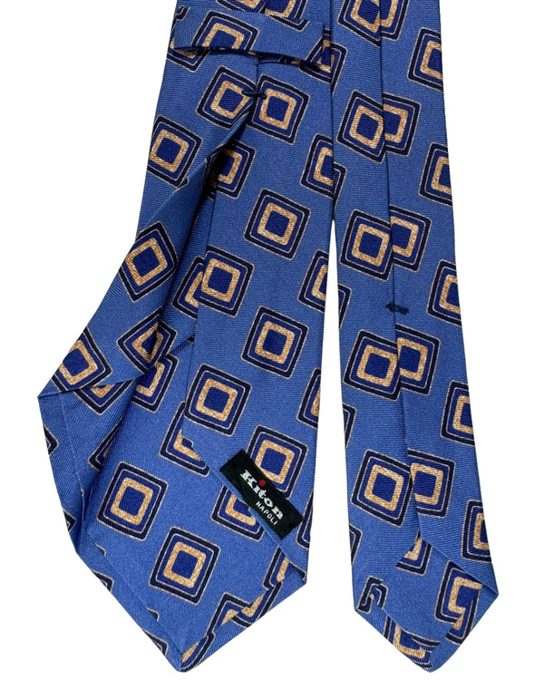 Kiton Tie Blue Royal Blue Squares - Sevenfold Necktie