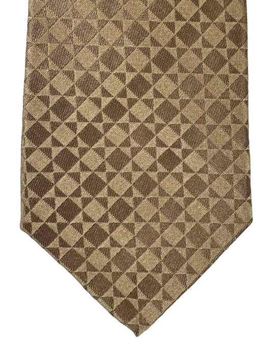 Kiton Sevenfold Tie Taupe Geometric