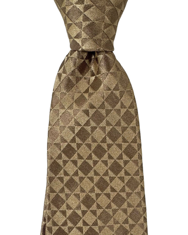 Kiton Sevenfold Tie Taupe Geometric
