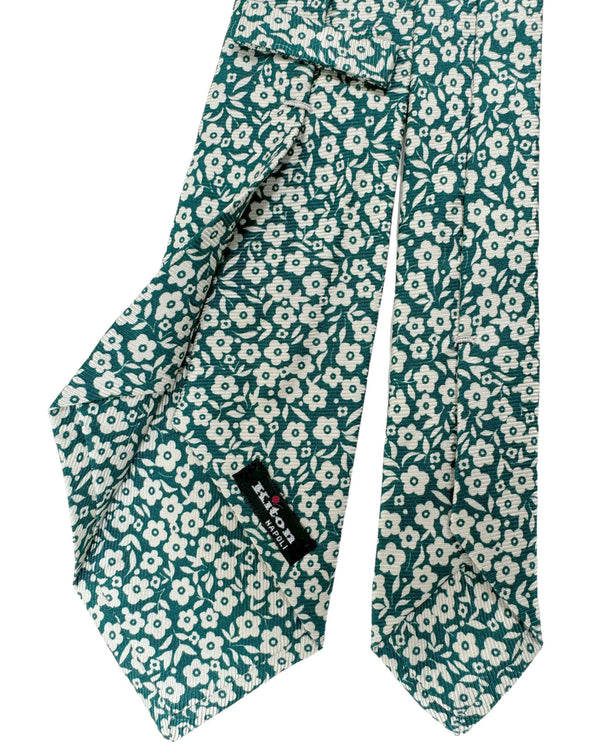 Kiton Tie White Green Floral - Sevenfold Necktie