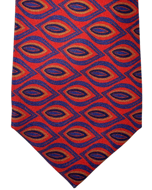 Kiton Tie Red Royal Blue Olive Leaf - Sevenfold Necktie SALE