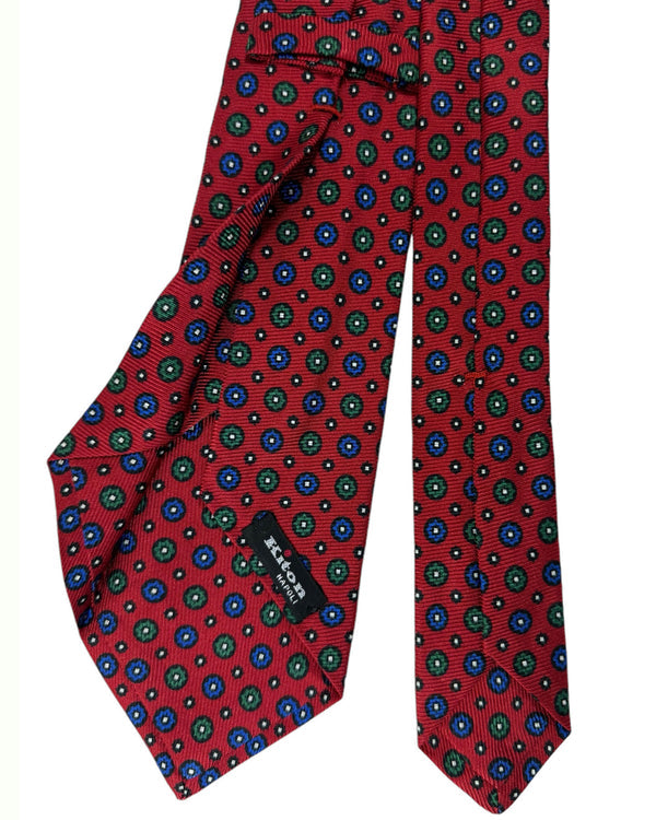 Kiton Tie Maroon Medallions - Sevenfold Necktie