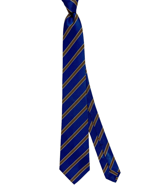 Kiton Tie Navy Brown Stripes - Sevenfold Necktie