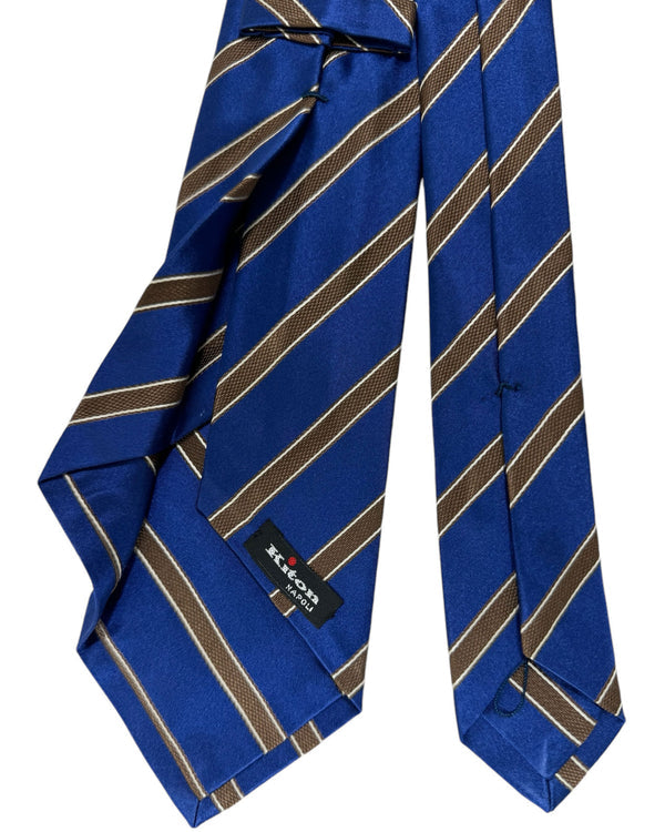 Kiton Tie Navy Brown Stripes - Sevenfold Necktie