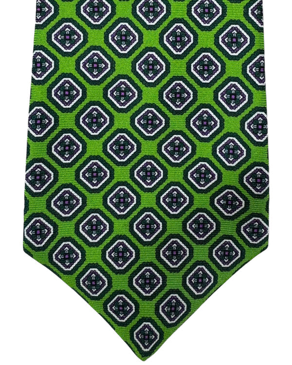 Kiton Tie Green Purple Medallion - Sevenfold Necktie