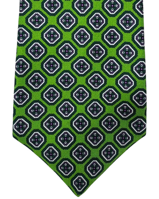 Kiton Tie Green Purple Medallion - Sevenfold Necktie