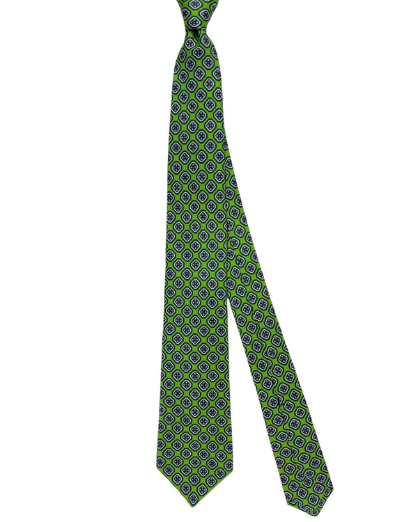 Kiton Tie Green Purple Medallion - Sevenfold Necktie