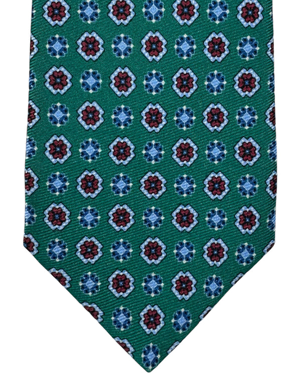 Kiton Tie Green Blue Orange Mini Floral - Sevenfold Necktie