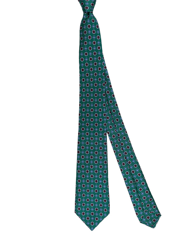 Kiton Tie Green Blue Orange Mini Floral - Sevenfold Necktie