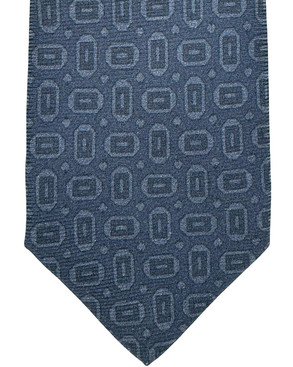 Kiton Sevenfold Tie Gray Black Geometric
