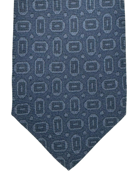 Kiton Sevenfold Tie Gray Black Geometric