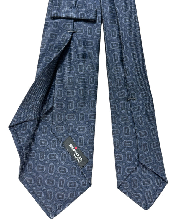Kiton Sevenfold Tie Gray Black Geometric
