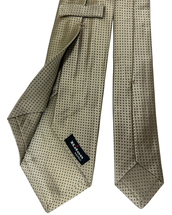 Kiton Tie Taupe Mini Dots - Sevenfold Necktie