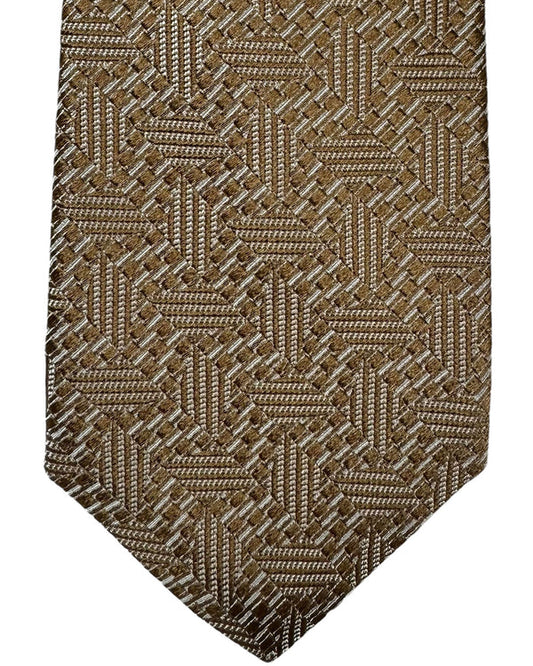 Kiton Tie Taupe Silver Geometric - Sevenfold Necktie