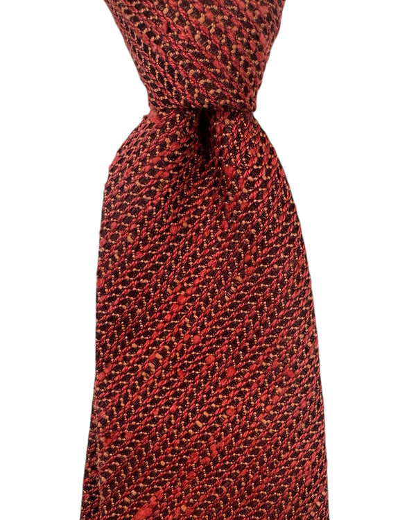 Kiton Tie Orange Micro Pattern - Sevenfold Necktie