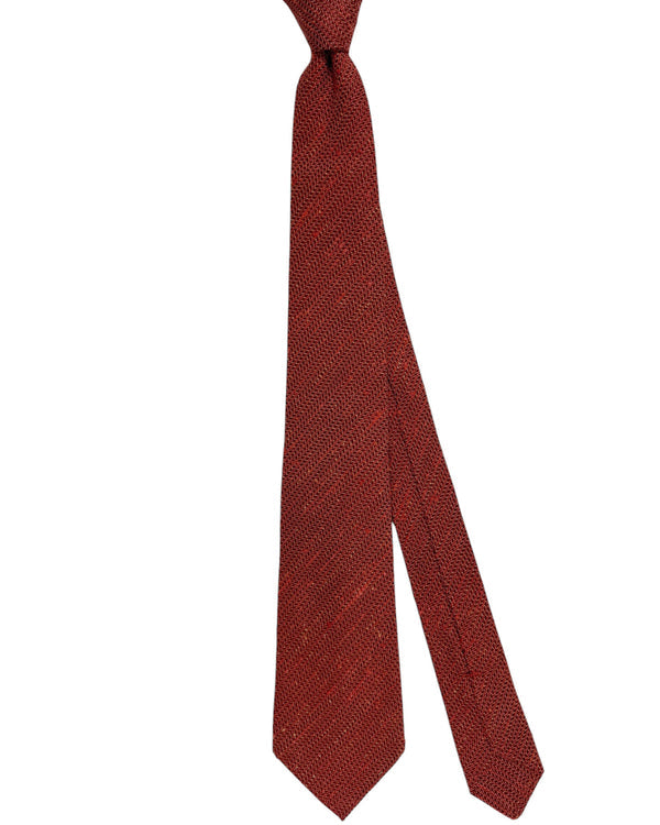 Kiton Tie Orange Micro Pattern - Sevenfold Necktie
