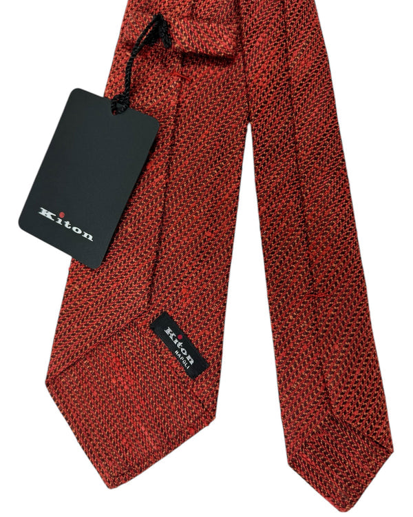 Kiton Tie Orange Micro Pattern - Sevenfold Necktie