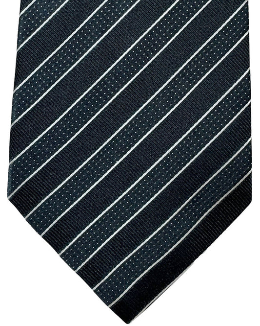 Kiton Silk Tie Dark Gray Stripes Design - Sevenfold Necktie