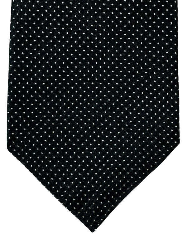 Kiton Silk Tie Black Silver Mini Squares Design - Sevenfold Necktie