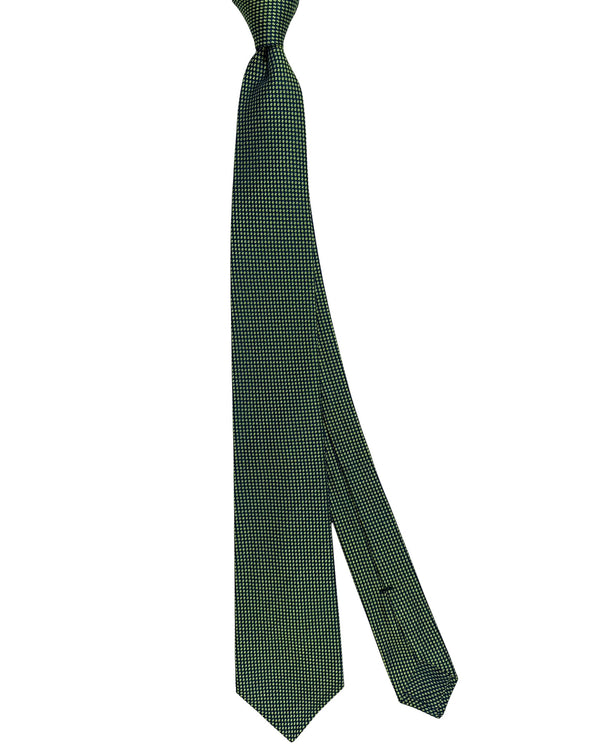 Kiton Tie Midnight Blue Bright Green - Sevenfold Necktie