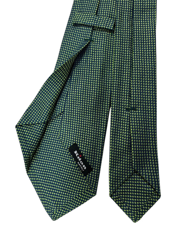 Kiton Tie Midnight Blue Bright Green - Sevenfold Necktie