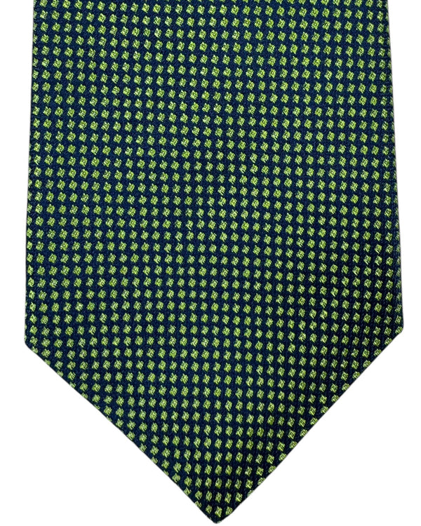Kiton Tie Midnight Blue Bright Green - Sevenfold Necktie