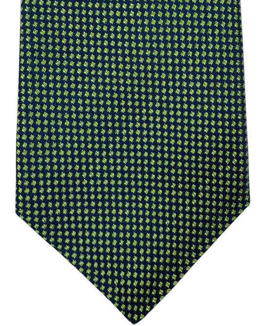 Kiton Tie Midnight Blue Bright Green - Sevenfold Necktie